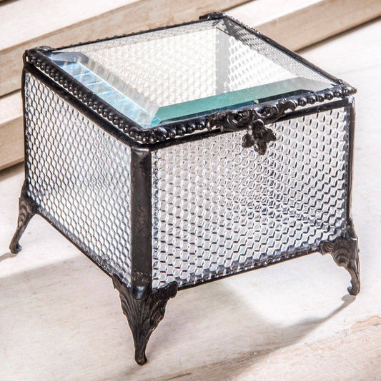 J Devlin Glass Art & Bert Anderson Collection - Box 825 Clear Honeycomb Glass Box