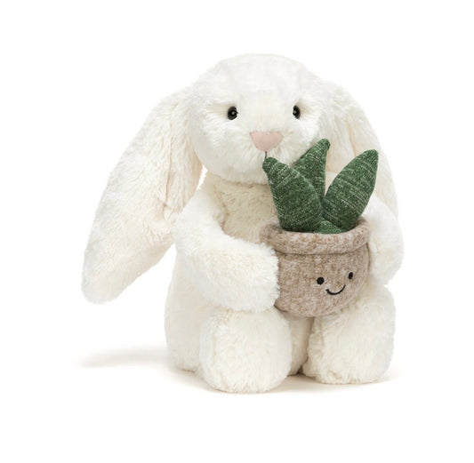 Cream Bunny With Plant