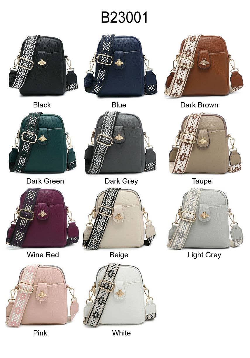 Papaya Fashion Ltd - B23001 Cross Body Handbag with double zip top sections