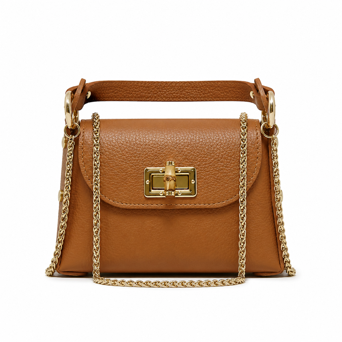 German Fuentes Handbags - GF1075 GENUINE ITALIAN LEATHER  BAMBOO CLASP, CROSSBODY BAG