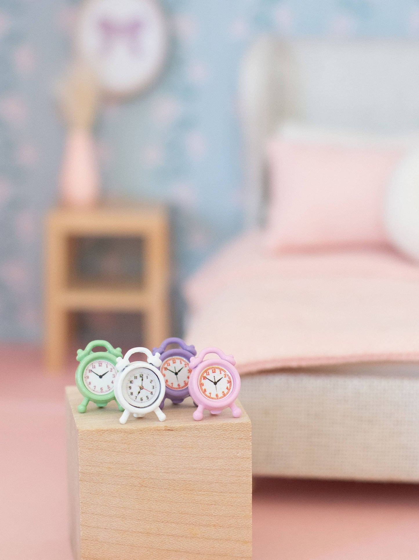 Macy Mae Dollhouse Designs - Dollhouse Tabletop Alarm Clock | Pink Purple White Green