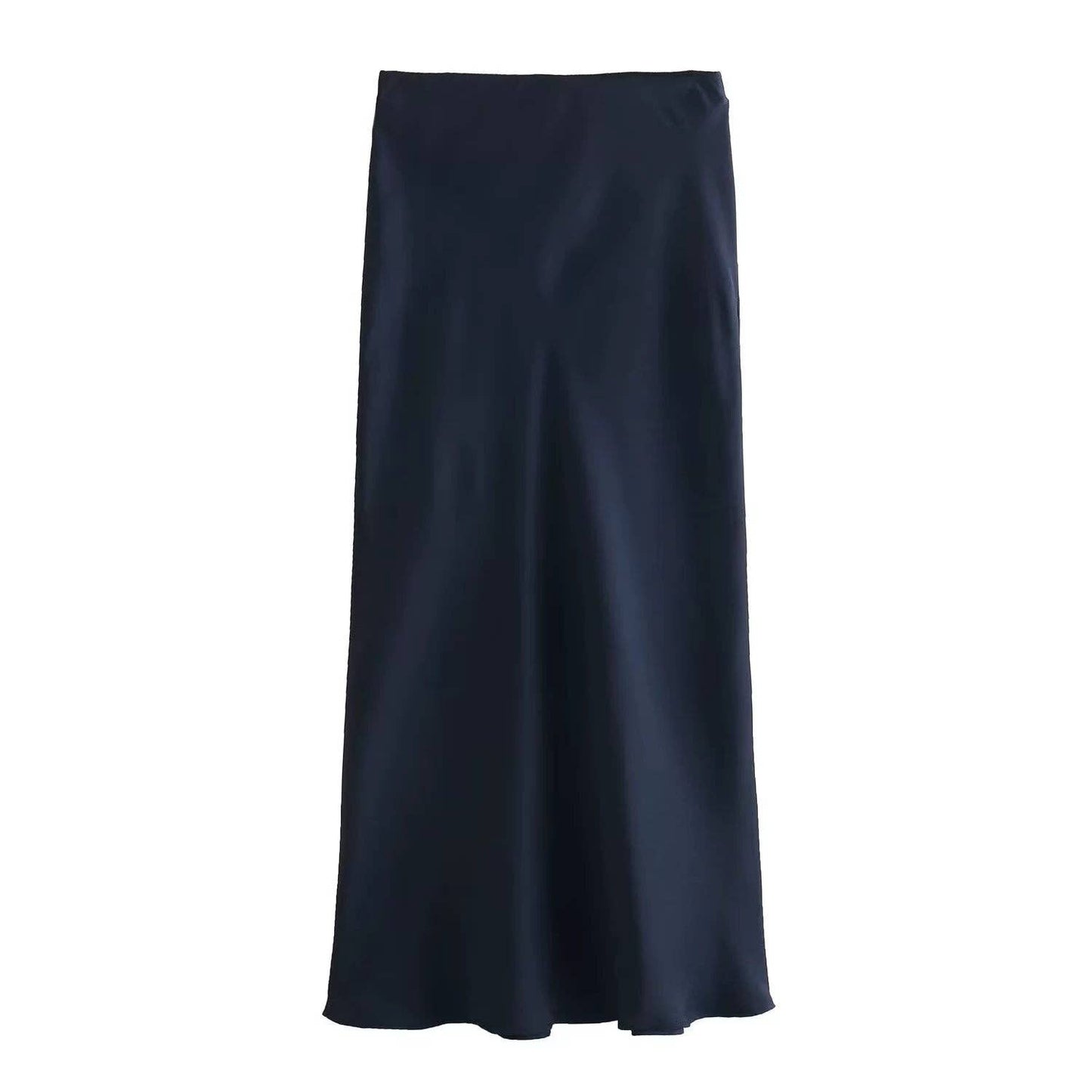 Sweetkama - Ladies Solid Color Satin Midi Skirt 5515