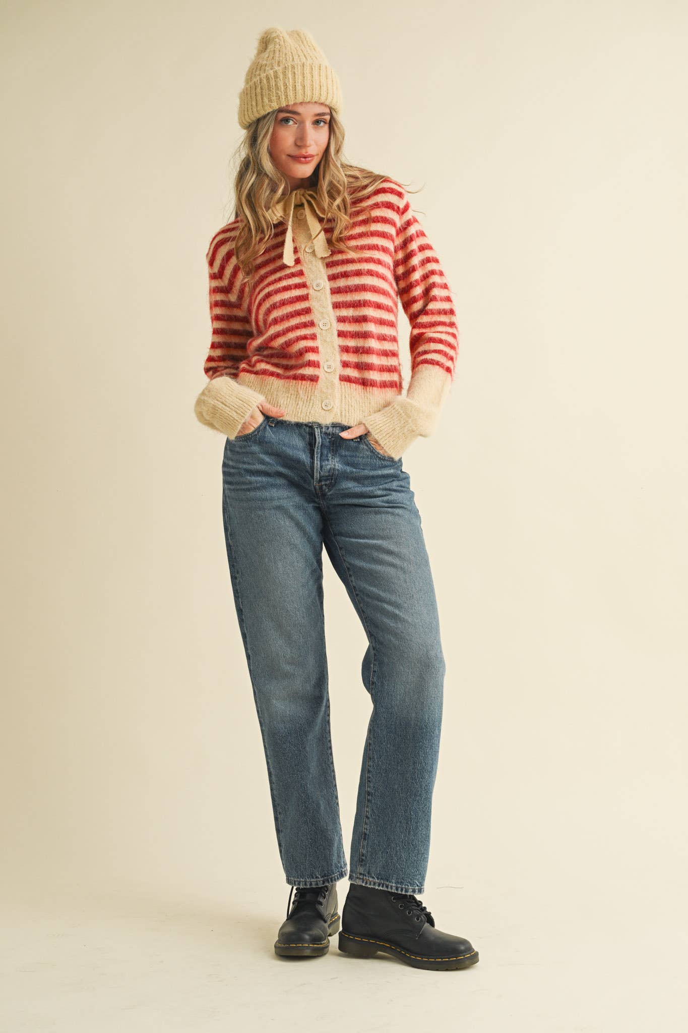 &MERCI - STRIPED HOODIE SWEATER CARDIGAN MSW11063