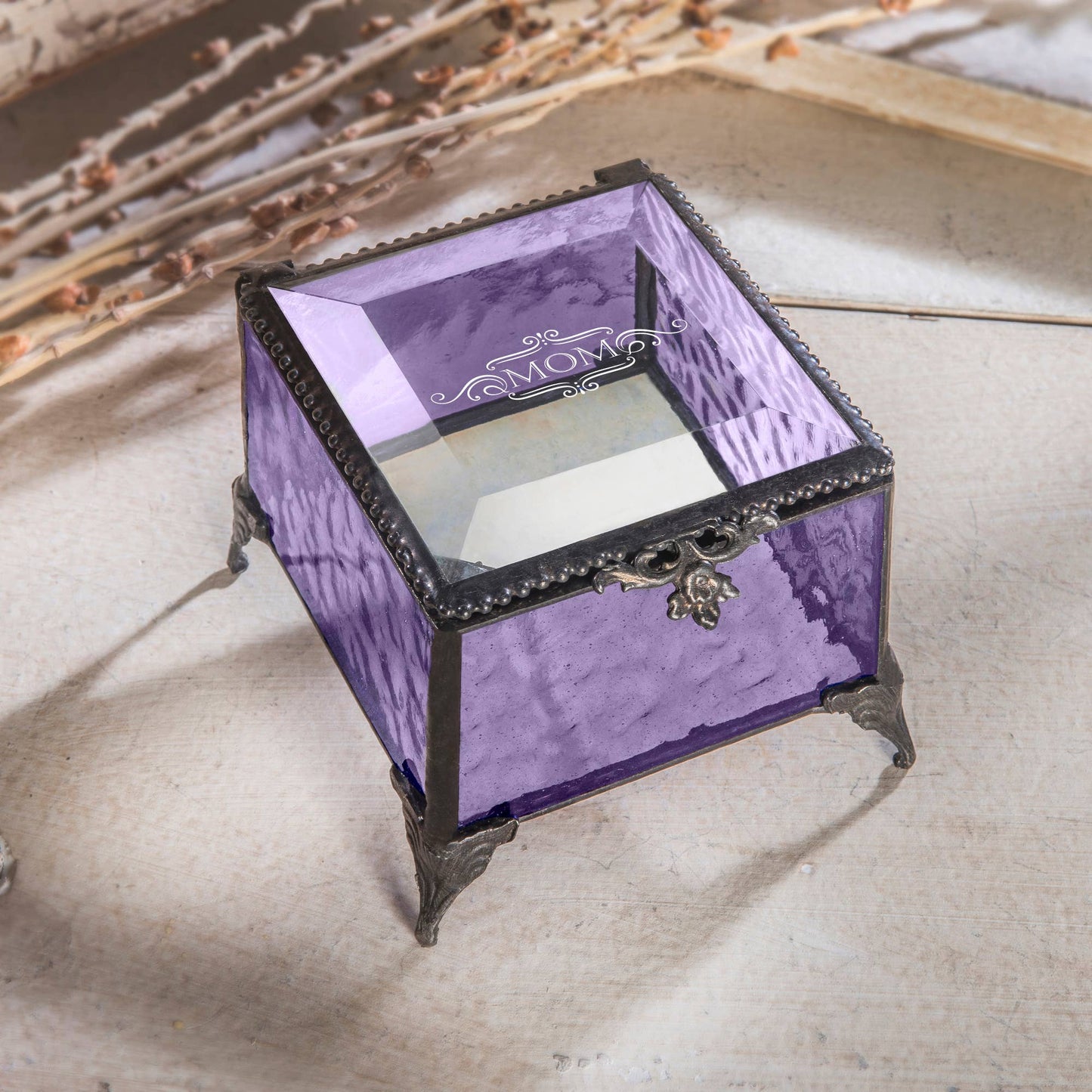 J Devlin Glass Art & Bert Anderson Collection - Mom Gift Stained Glass Jewelry Box By J Devlin Glass Art