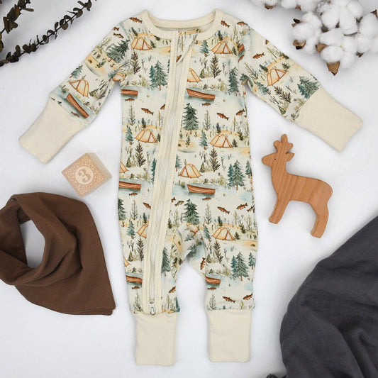 Earthy - Organic Cotton Baby Pajamas 2-Way Zip Front Zipper Sleeper, Everett