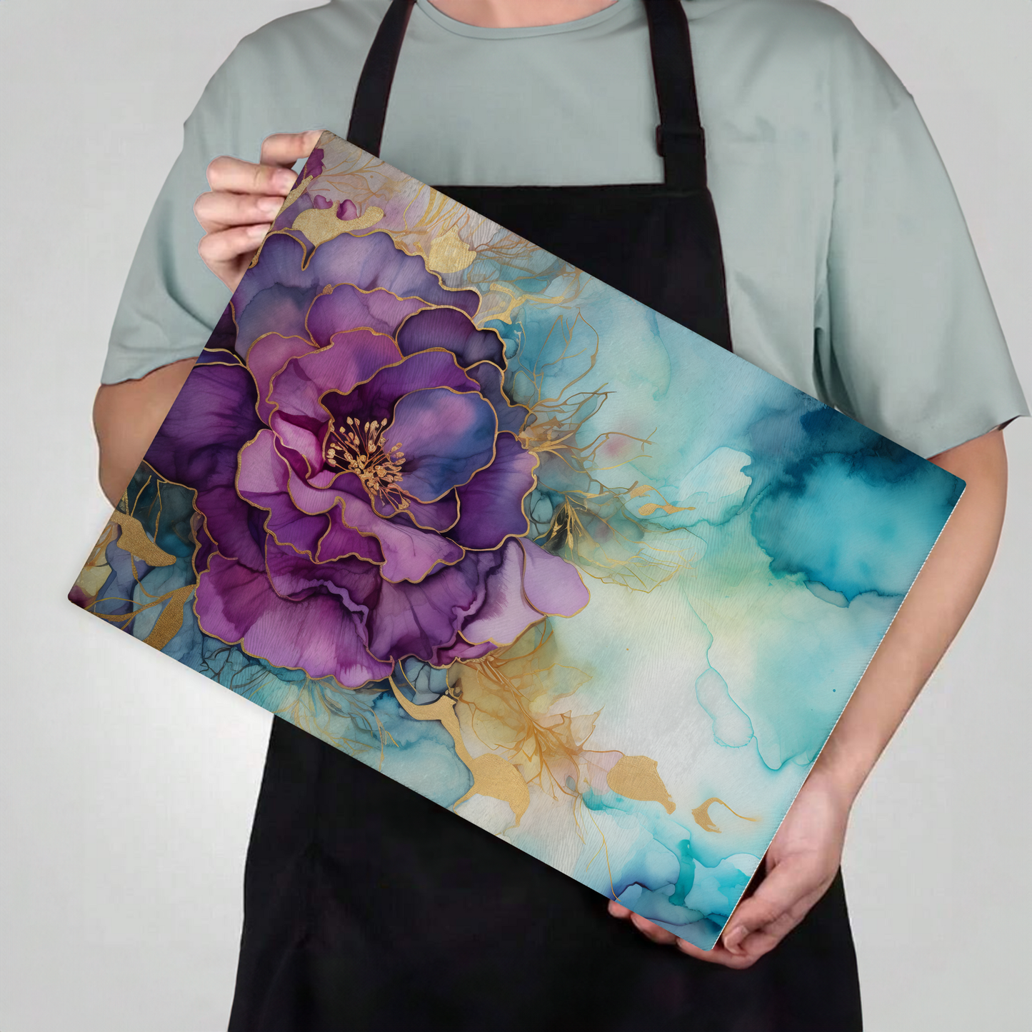 Fernville Creations - Tempered Glass Cutting Board: Alcohol Ink Charcuterie Tray