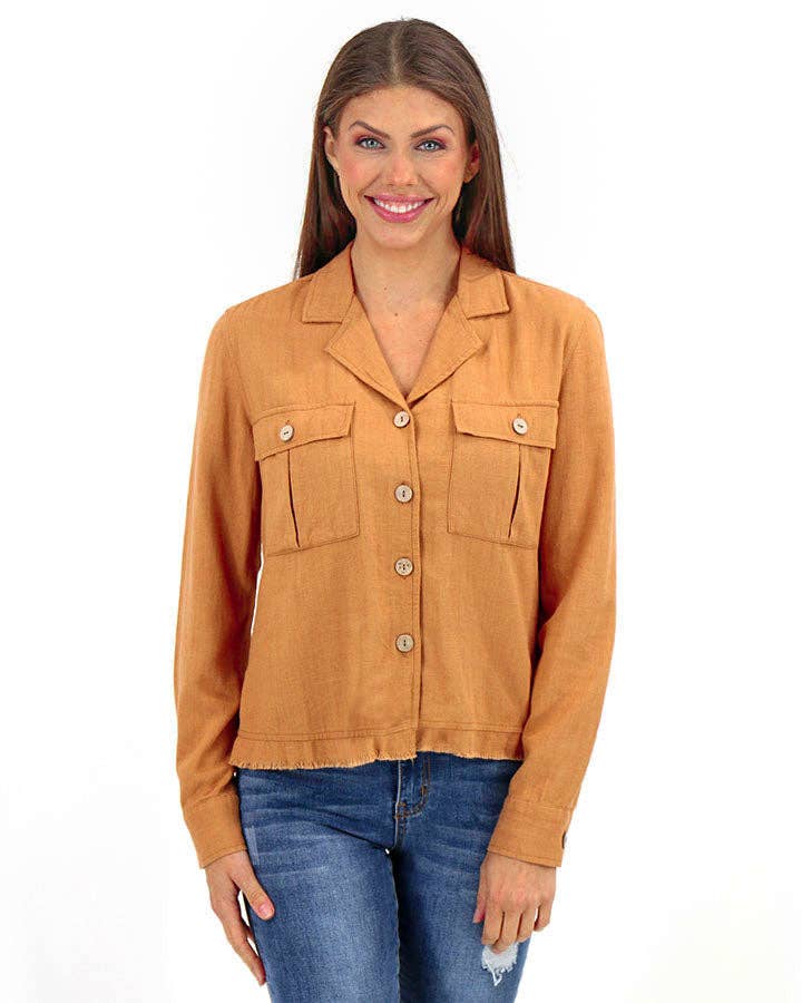 Grace and Lace - Linen Safari Jacket in Chai