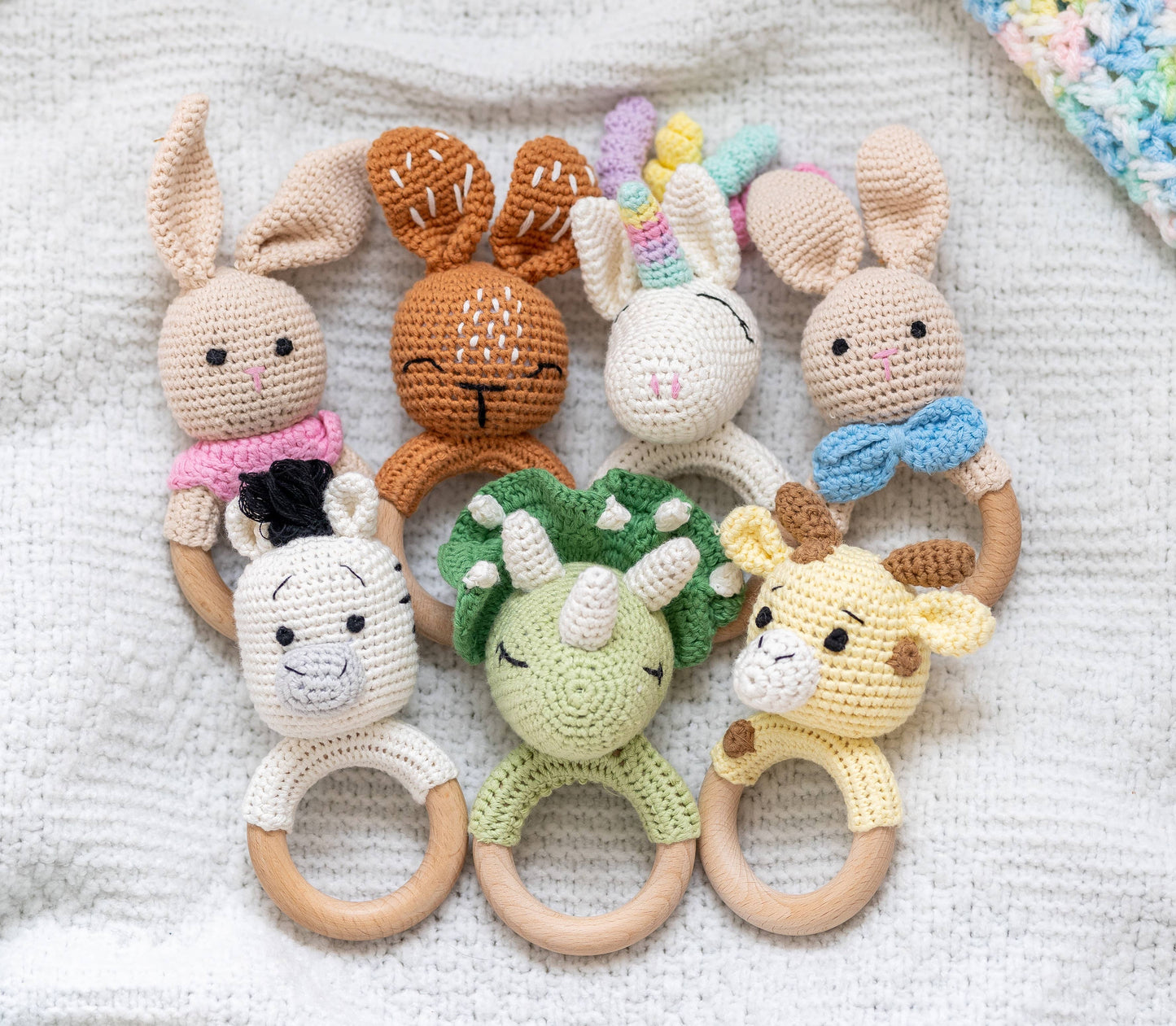 Wonderjoys Baby Co - Animal Hand Crochet Rattles - Classic Collection