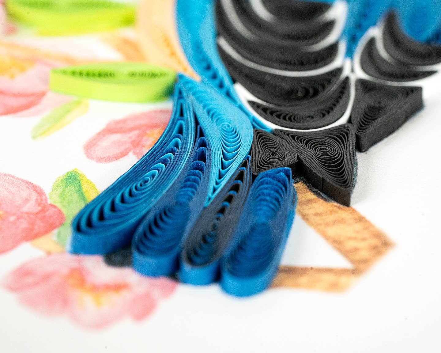 Quilling Card - Quilled Bluebird on Flower Branch Greeting Card