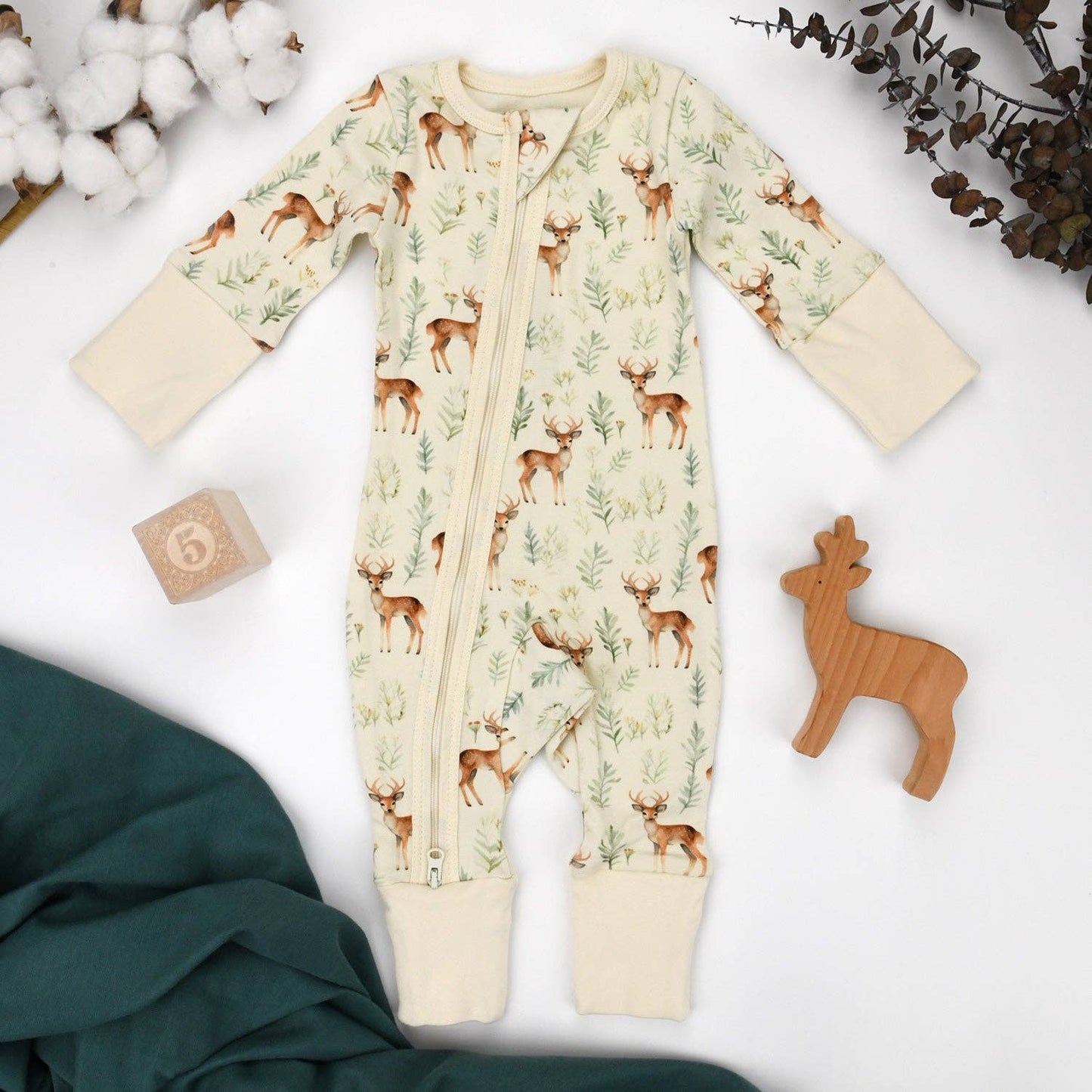 Earthy - Organic Cotton Baby Pajamas 2-Way Zip Front Zipper Sleeper, Lyric