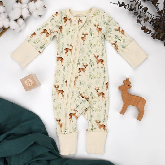 Earthy - Organic Cotton Baby Pajamas 2-Way Zip Front Zipper Sleeper, Lyric
