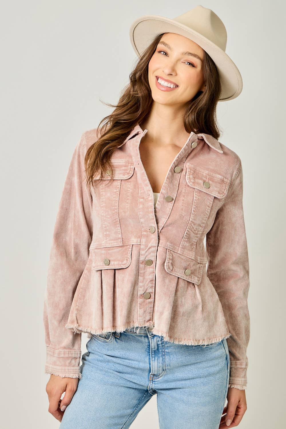 Mystree - 61134 Washed Denim Peplum Jacket