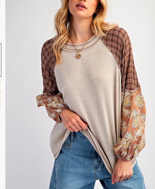 Patchwork Sleeve Shirt