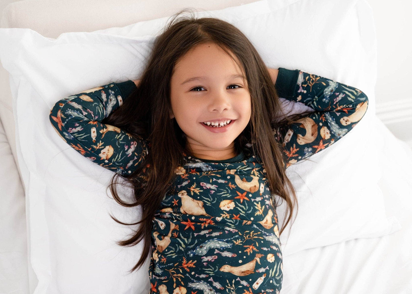 Jammie Session formerly Big Dreams Little Jammies - Waves & Whiskers Long Sleeve Kids Bamboo Pajamas sets, Baby toddler Unisex kids sleepwear, Gender natural Clothing, Kids outfit, Matching Family Pajamas,