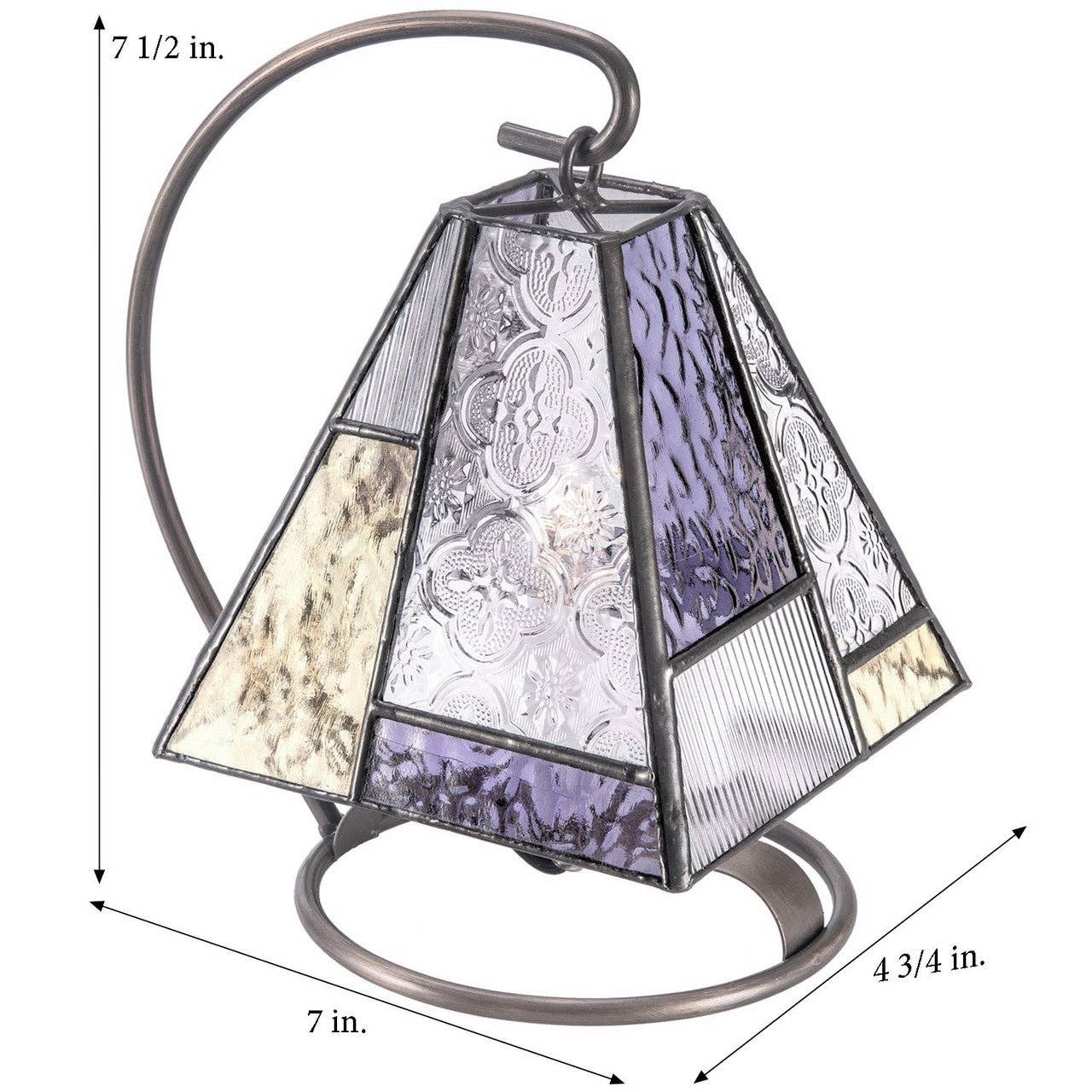 J Devlin Glass Art & Bert Anderson Collection - Lam 710-2 Purple,  Pale Green and Clear Textures Mini Lamp
