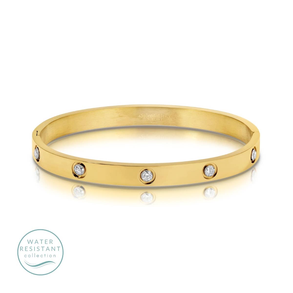 Splendid Iris - Cubic Zirconia Hinged Bracelet, Water-Resistant