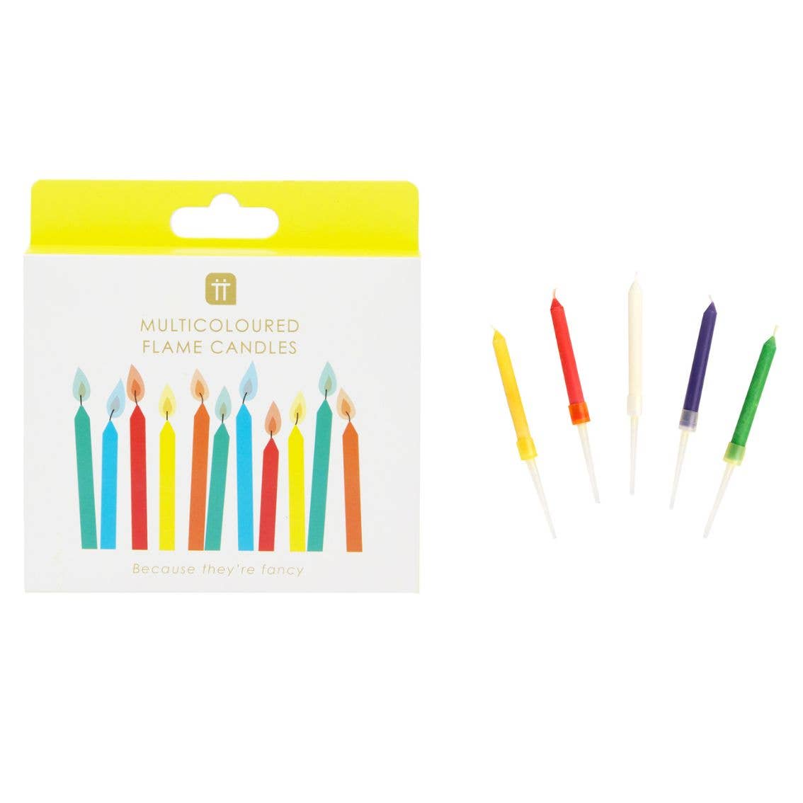 Talking Tables USA - Home, Birthday, Games & Seasonal Decor - Rainbow Flame Birthday Candles - 12 Pack | Cake Candles |