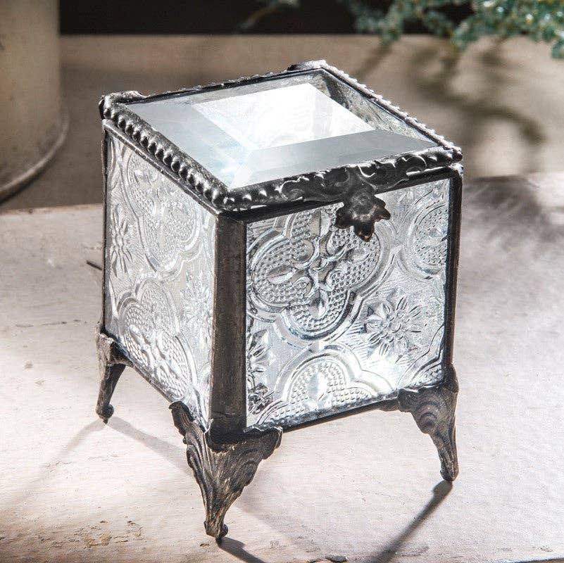 J Devlin Glass Art & Bert Anderson Collection - Vintage Glass Box for Keepsakes and Jewelry - J Devlin