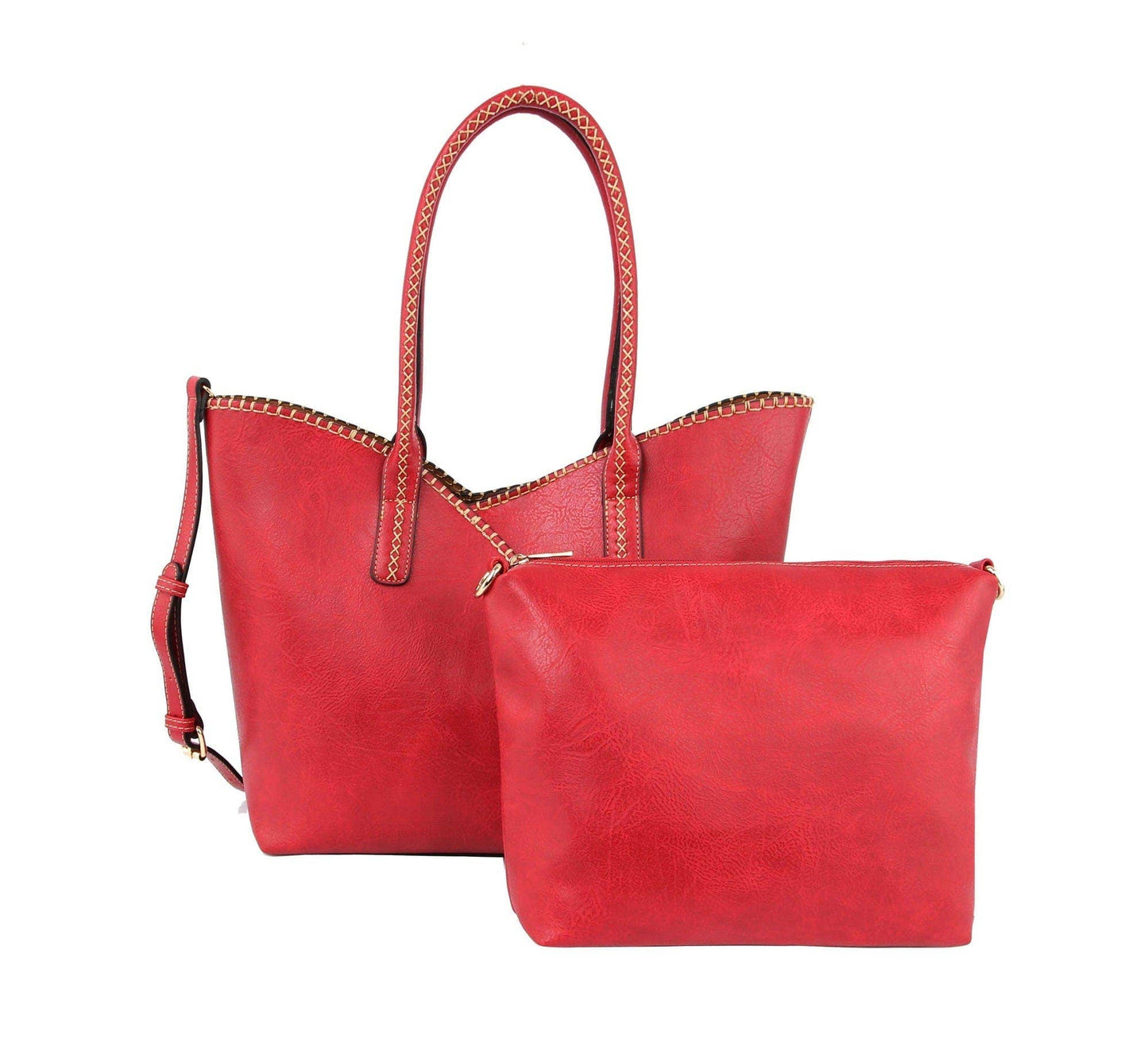 MiMi Wholesale - COL001-2 2-in-1 Stitch Trim Detail Shoulder/Tote Set Bag