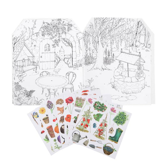 Speedy Monkey - Box with 6 Coloring Books & Stickers - Garden Theme