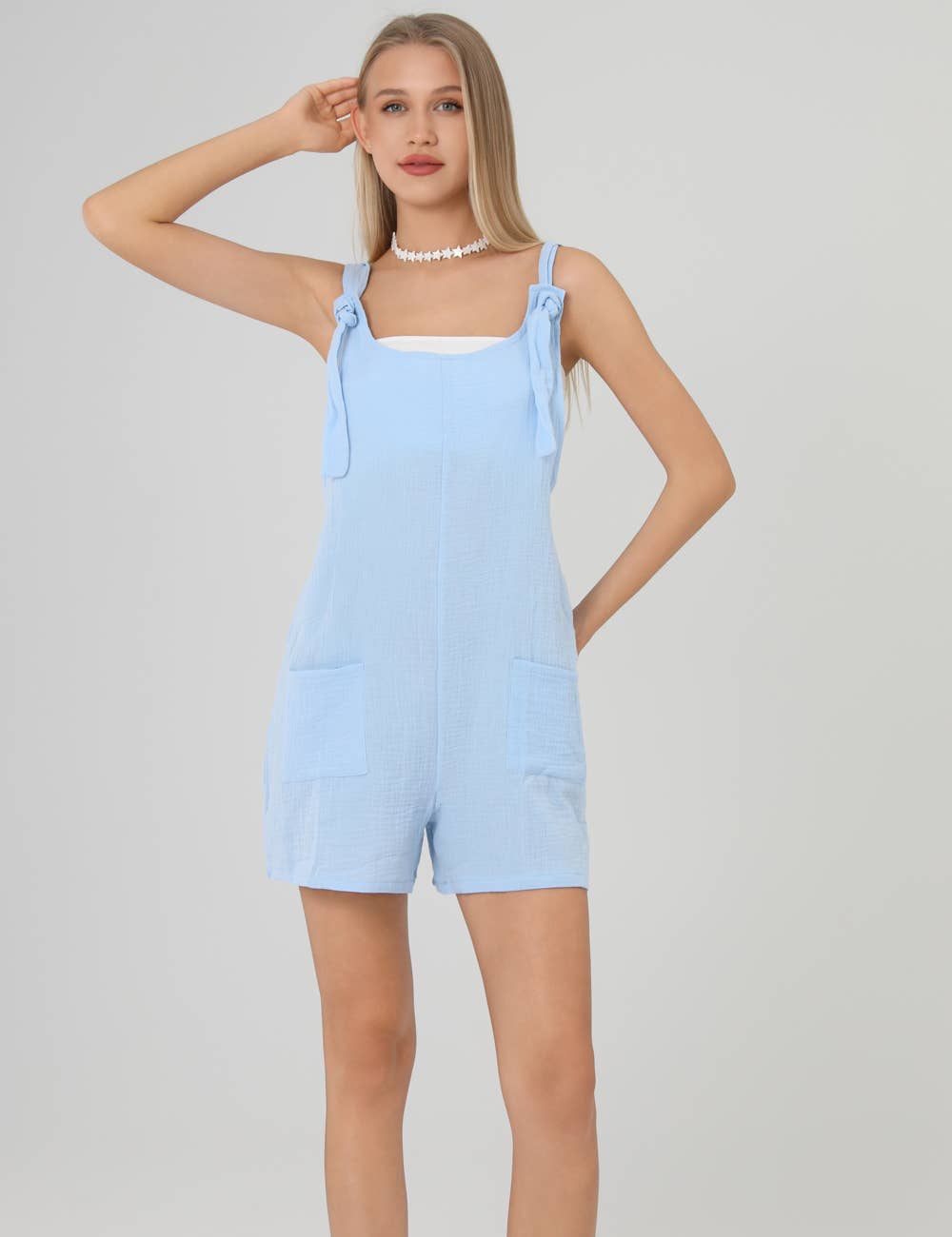 Sweetkama - Summer Solid Color Romper Poocket Women Jumpsuit