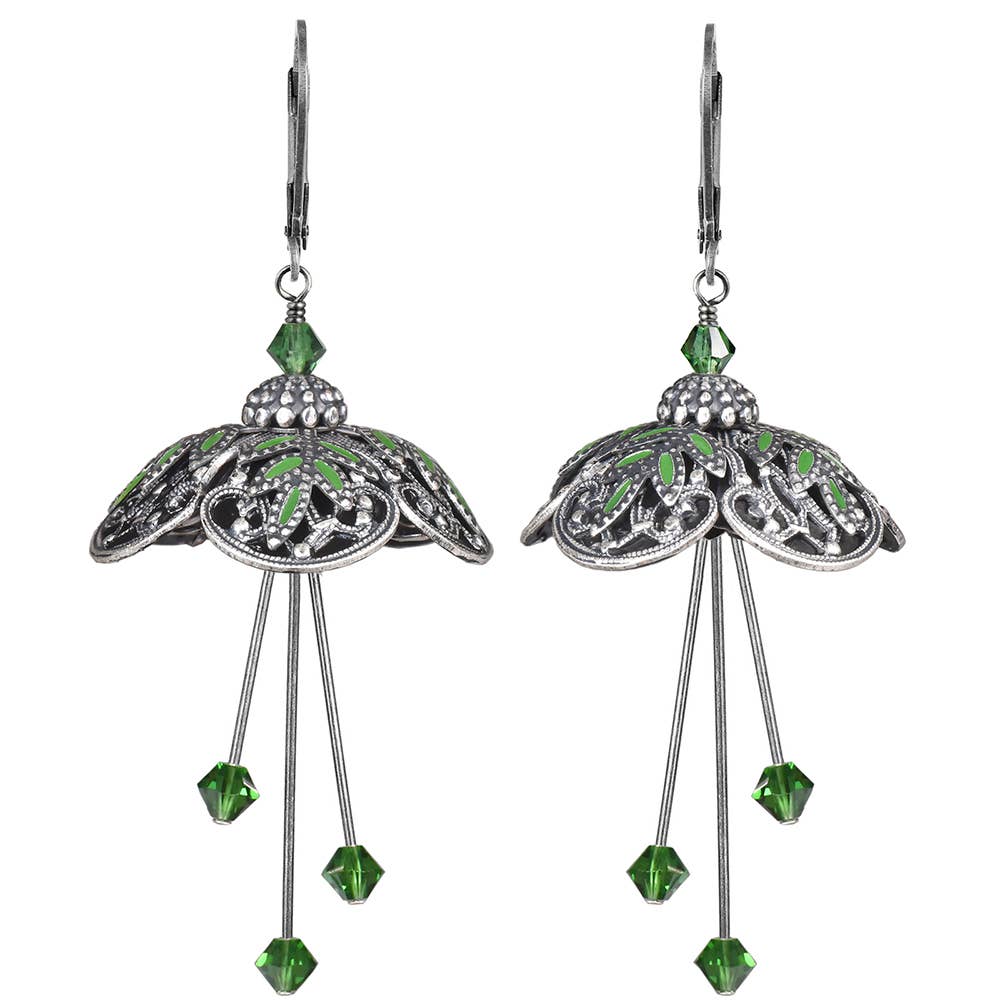 NoMonet - Flower Fairy: Painted Elvish Inspired Earrings w Crystals