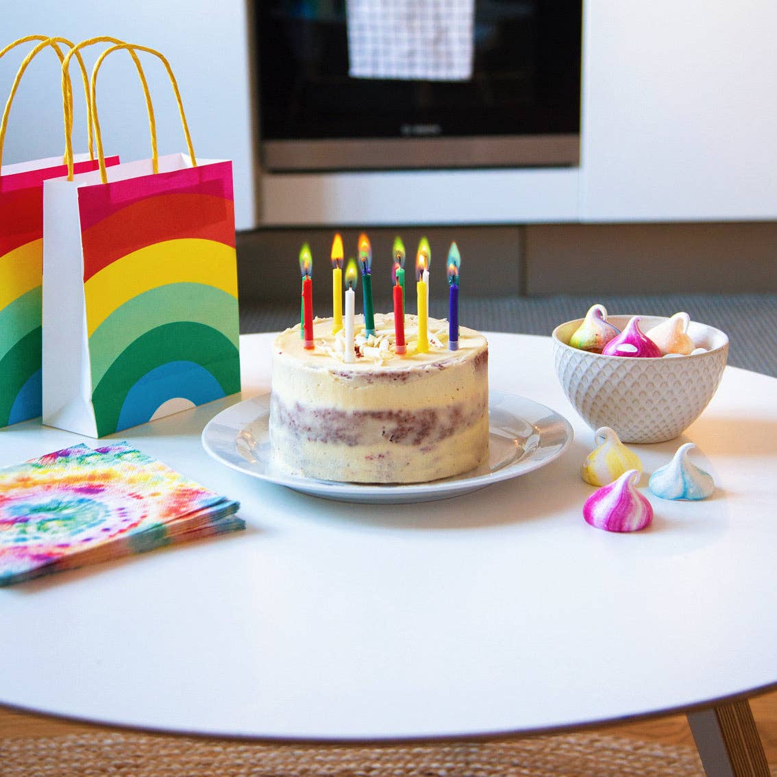 Talking Tables USA - Home, Birthday, Games & Seasonal Decor - Rainbow Flame Birthday Candles - 12 Pack | Cake Candles |