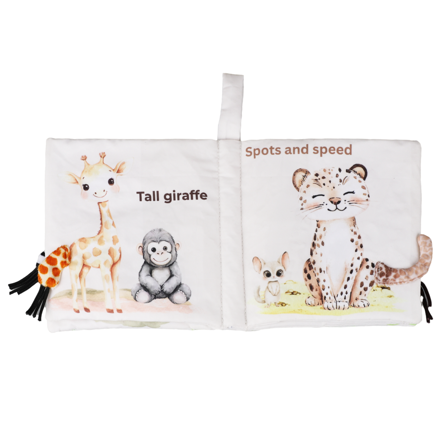 Ali+Oli - Safari Friends Tails 10-Page Soft Crinkle Cloth Baby Book