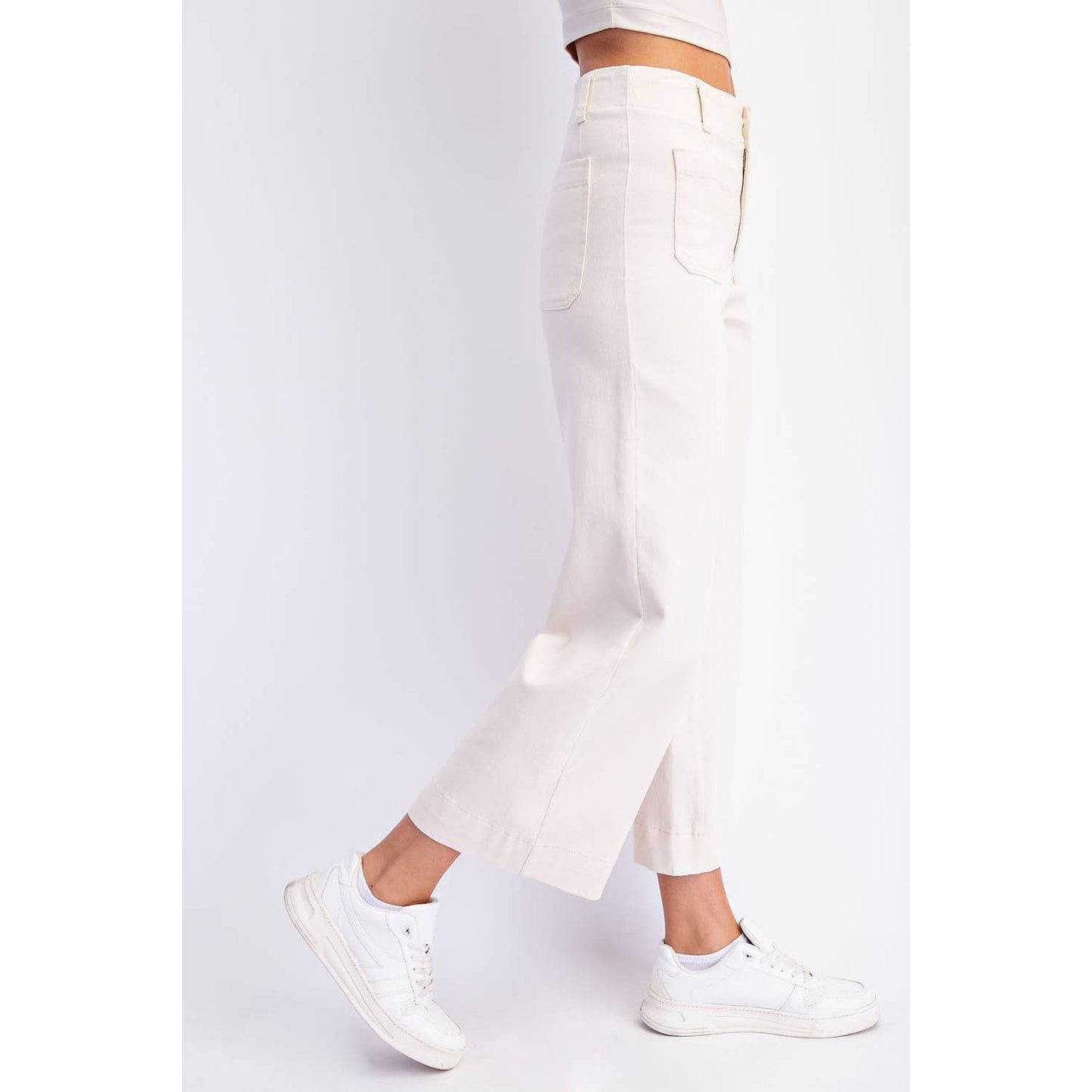 Rae Mode - HEAVY COTTON TWILL CROPPED WIDE PANTS