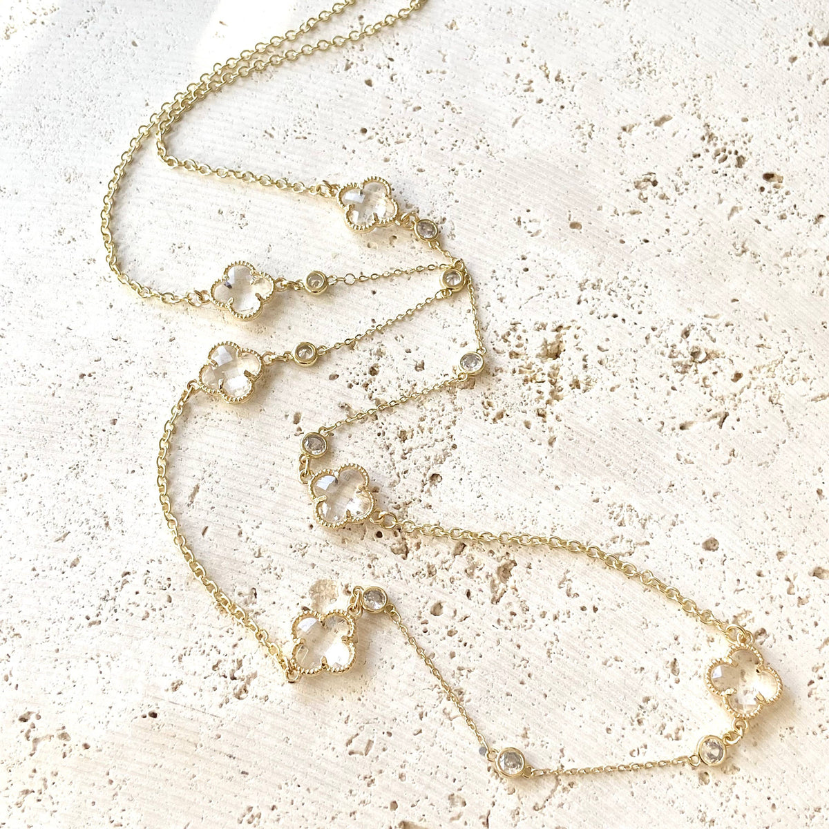VB&CO Designs Handmade Jewelry - Quatrefoil clover long layering necklace designer style