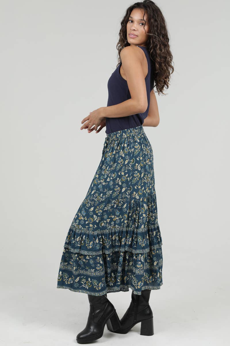 Nostalgia - E6E87-WB01 PRINTED MAXI SKIRT