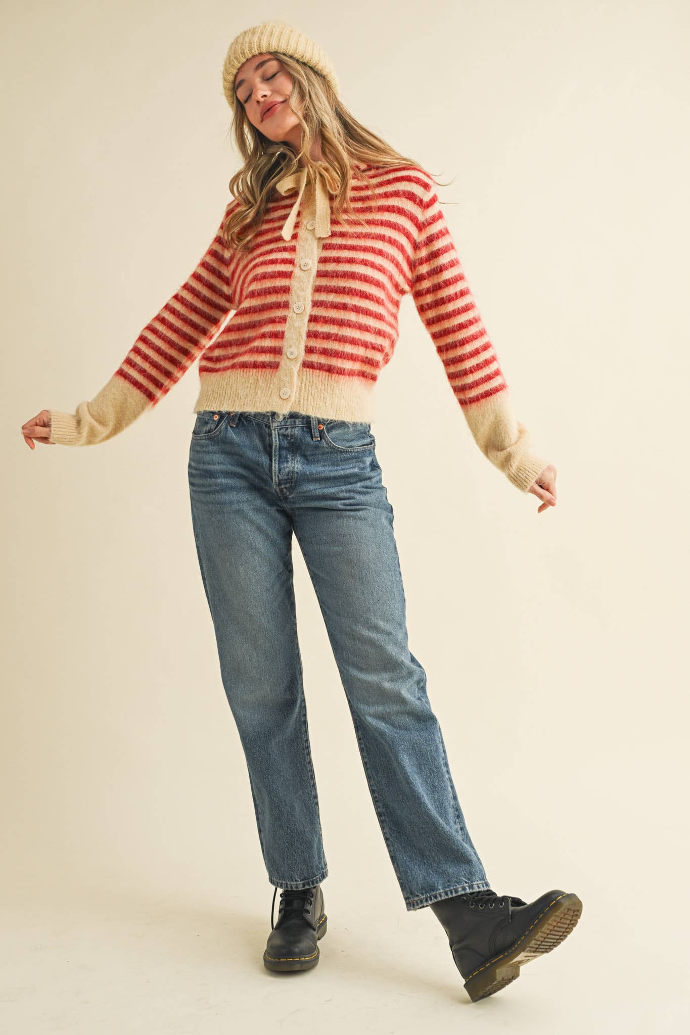 &MERCI - STRIPED HOODIE SWEATER CARDIGAN MSW11063
