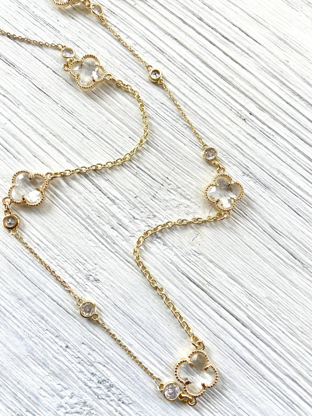 VB&CO Designs Handmade Jewelry - Quatrefoil clover long layering necklace designer style