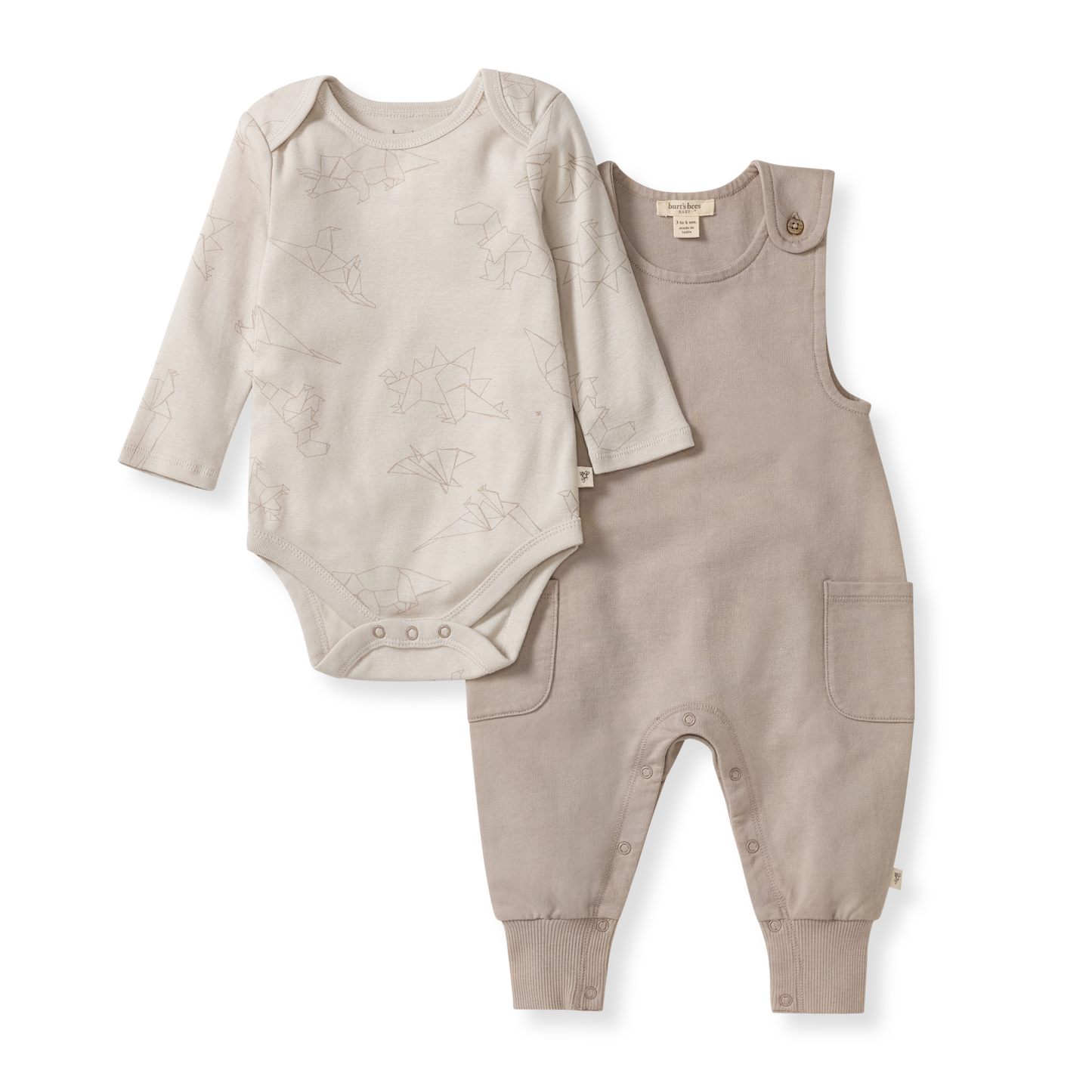 Burt's Bees Baby - Origami Dinos Baby Boy Bodysuit & Jumpsuit Set
