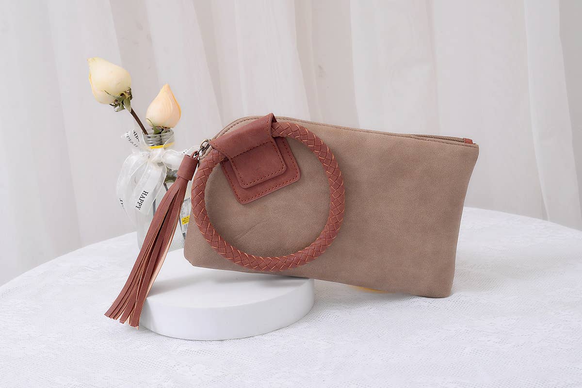 MiMi Wholesale - BP204 Fashion Cuff Handle Tassel Wristlet Clutch