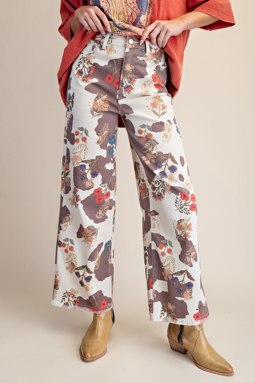 Mocha Cow Print Pant