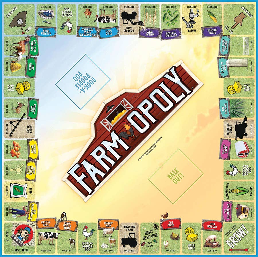 Outset Games and Cobble Hill Puzzles - Farm Opoly (new design) Board Game, by Late for the Sky