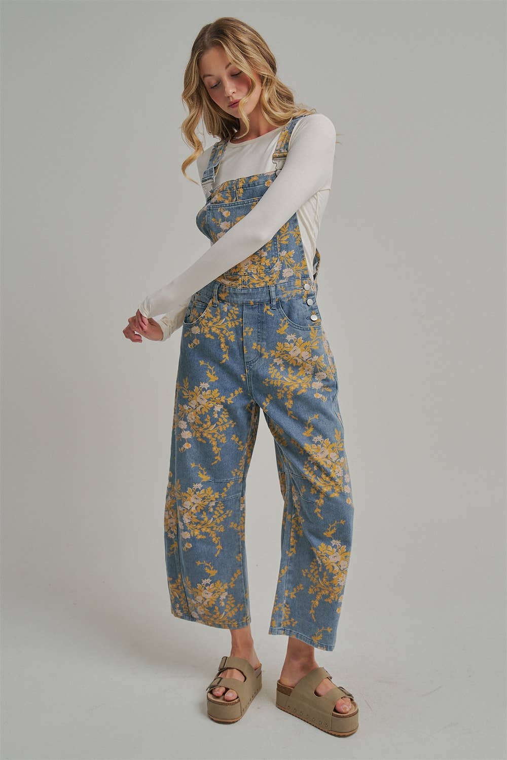 BON - FLORAL PRINT DENIM OVERALL JUMPSUIT_JLB80013-09