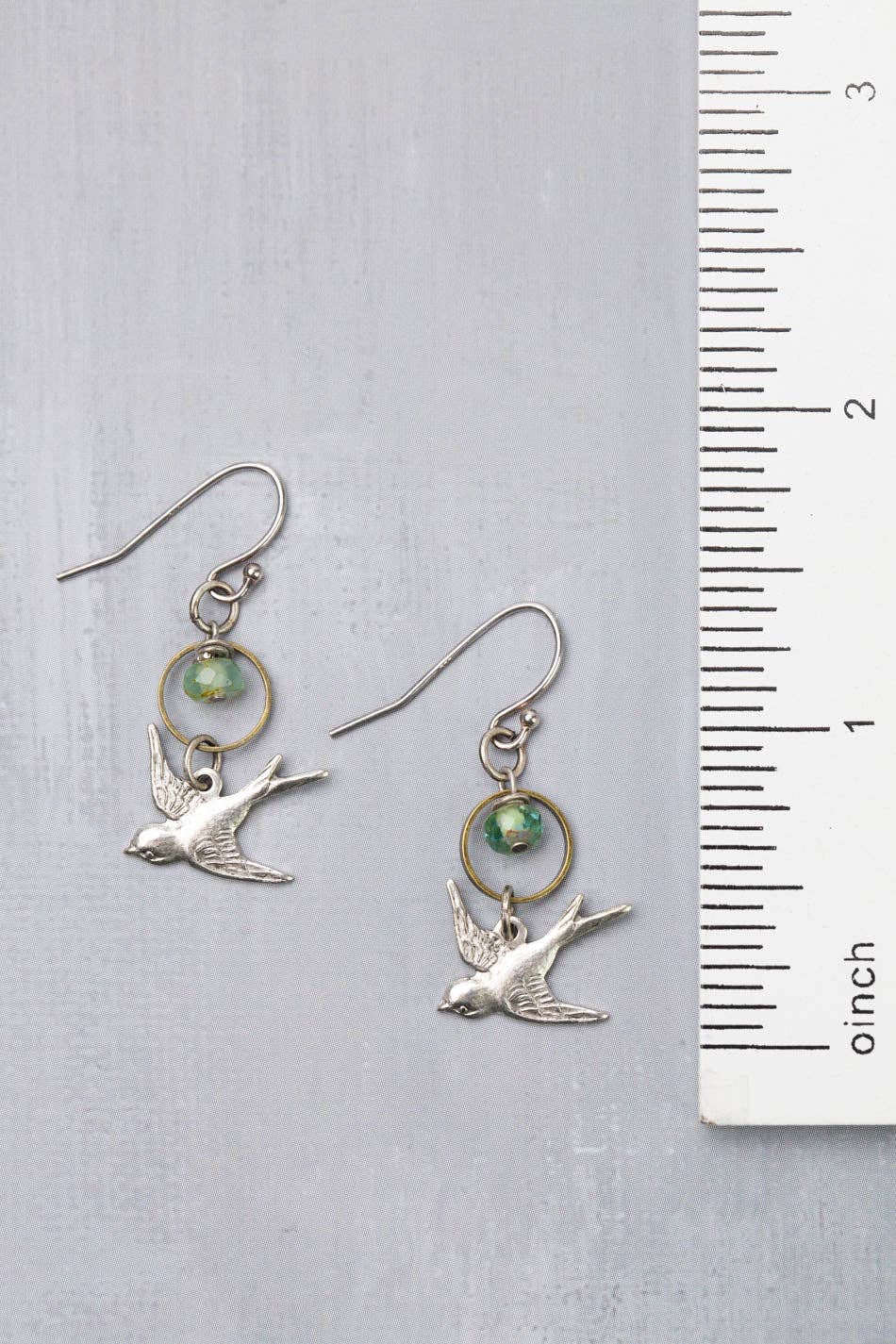 Anne Vaughan Designs Jewelry - Venetian Dreams Czech Glass With Antique Silver Plated Brass Flying Sparrow Dangle Earrings