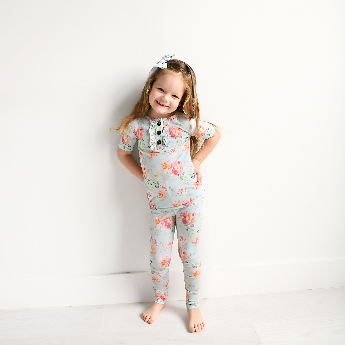 Gigi and Max - Mae Floral Ruffle Two Piece Bamboo Toddler Sleepies Little