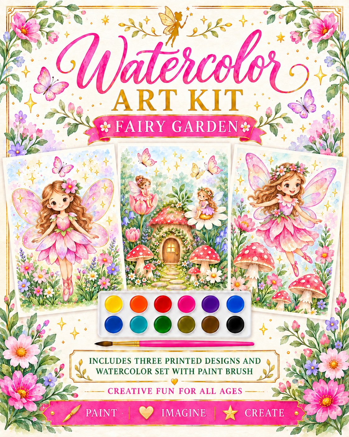 Jessie Marie Creative - Watercolor Art Kit: Fairy Garden Theme Designs