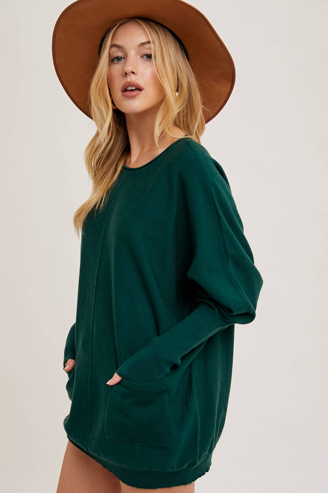 Bluivy - DOLMAN TUNIC KNIT SWEATER WITH POCKET