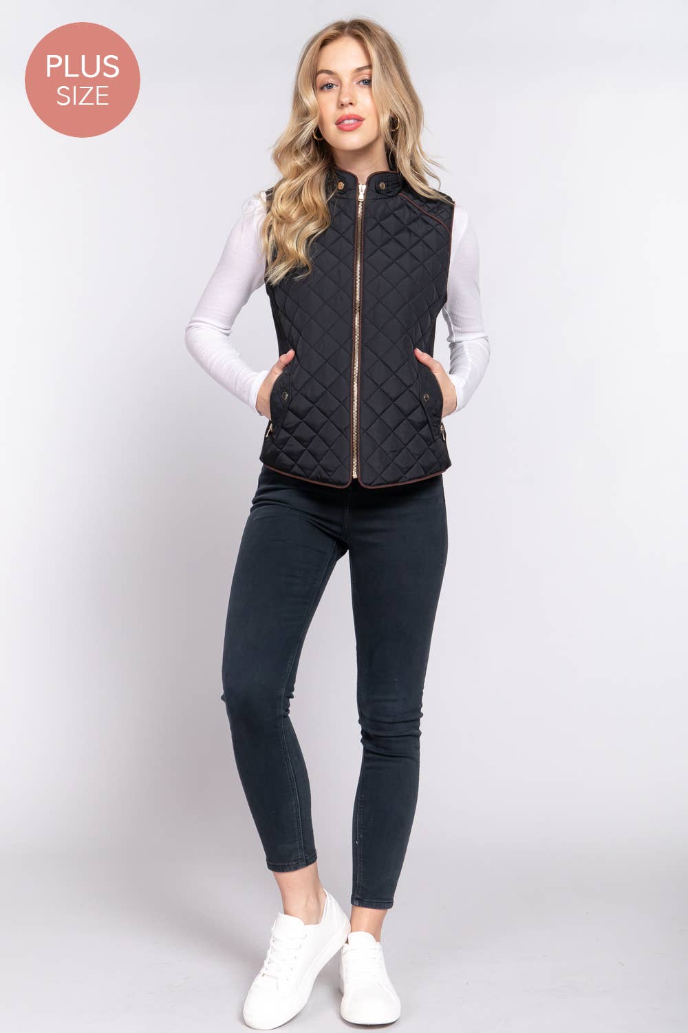 Active Basic | Active USA - Suede Piping Quilted Padding Vest