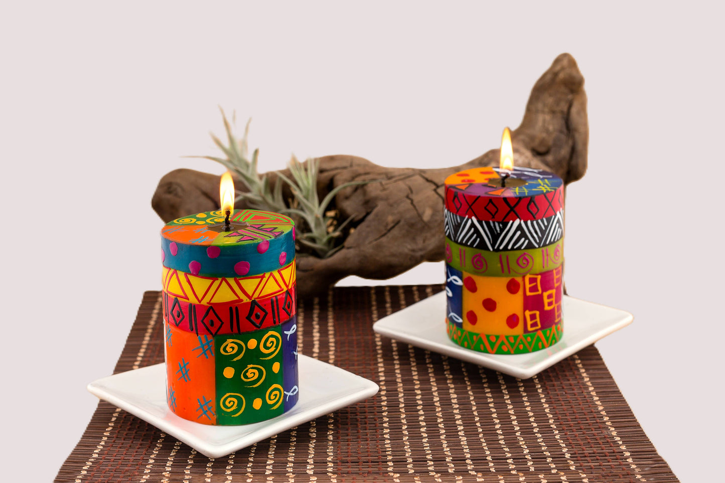 Thumbprint Artifacts - Multi Color Ethnic Candle