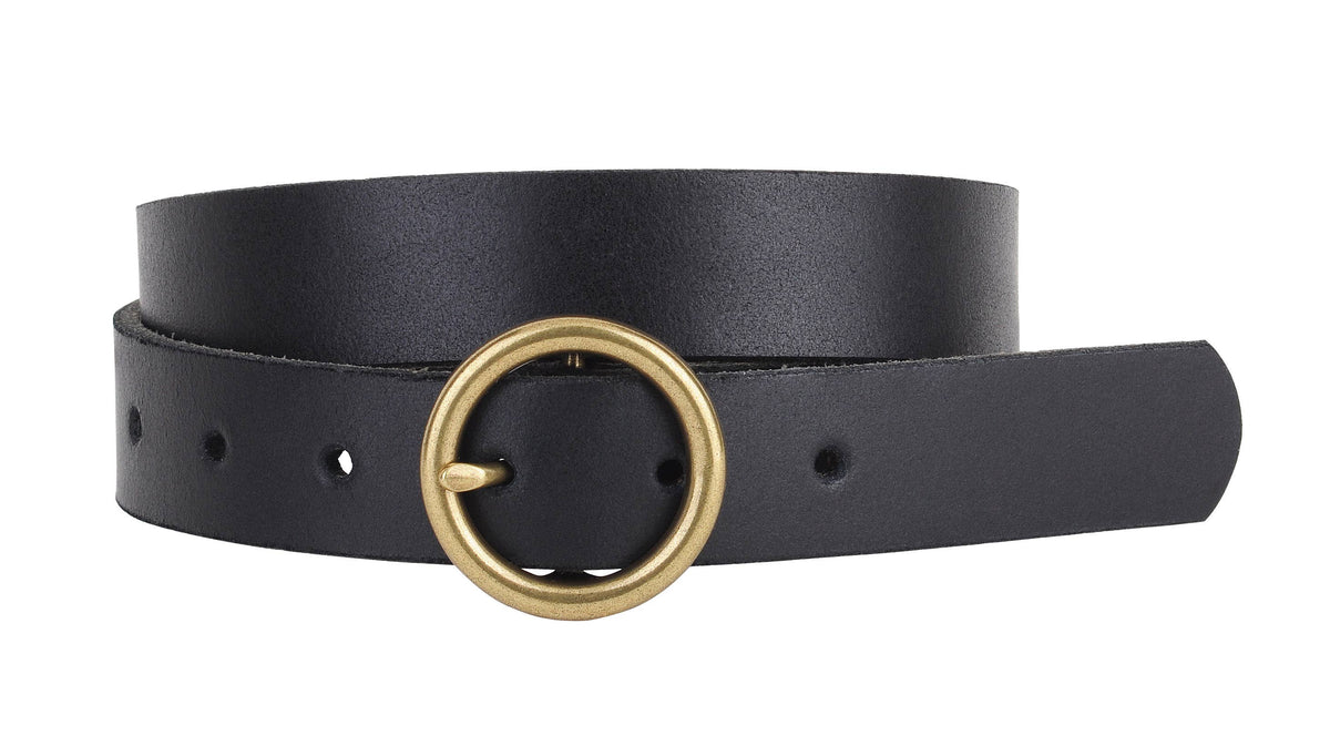 Most Wanted USA - Round Brass Buckle Suede/Genuine Leather Belt｜Minimalist