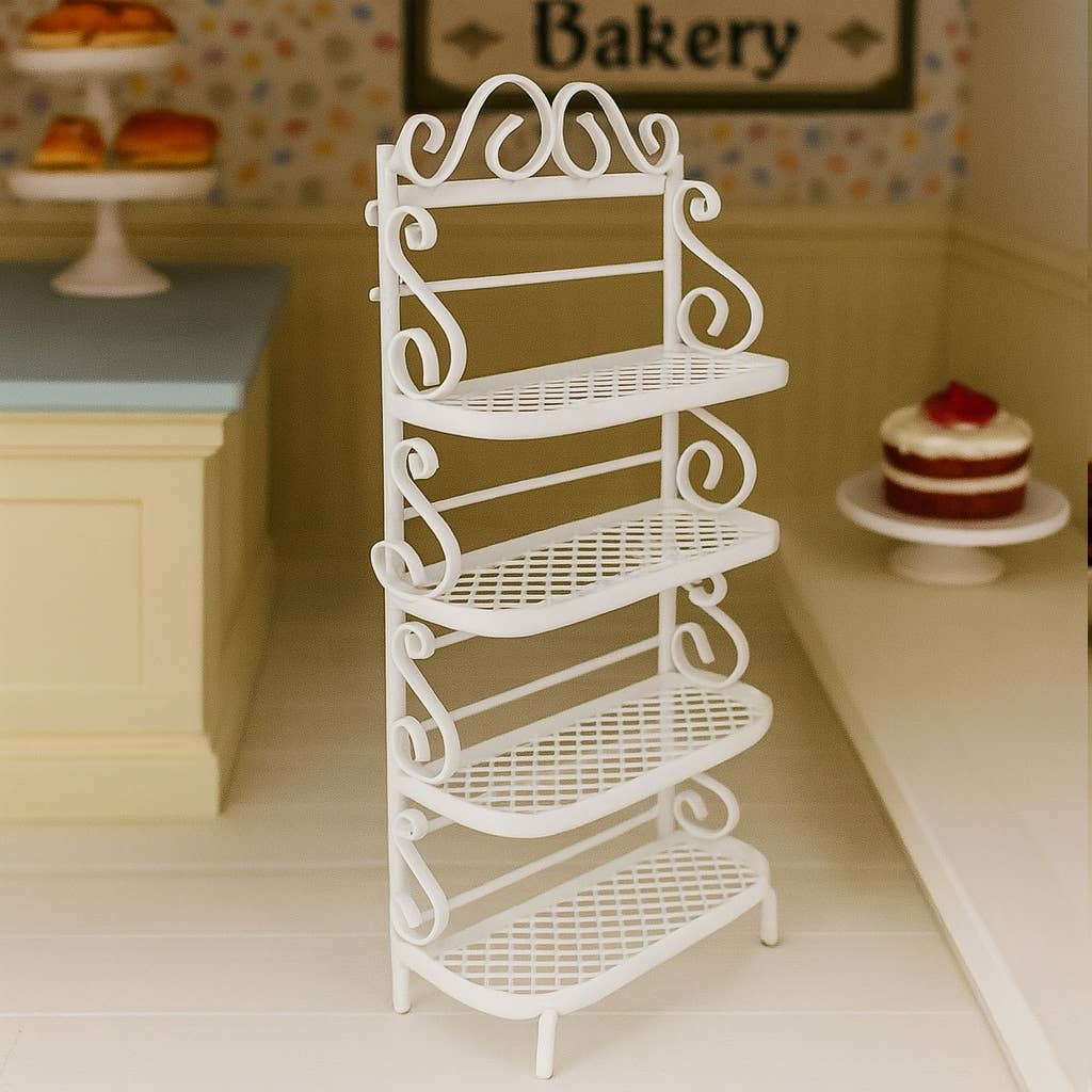 Factory Direct Craft - White Wire Miniature Bakers Rack Shelf