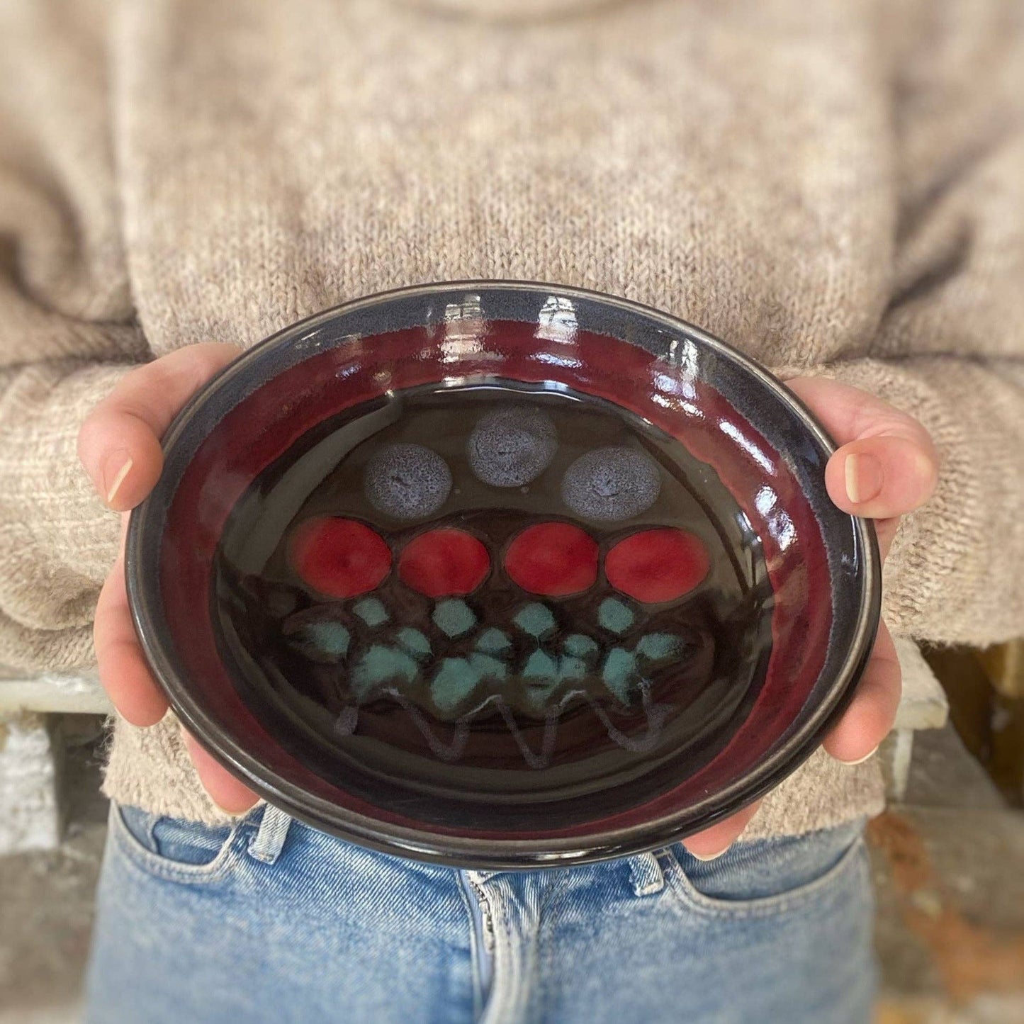 Lasser Ceramics - Midnight Tulip Dinner Bowl