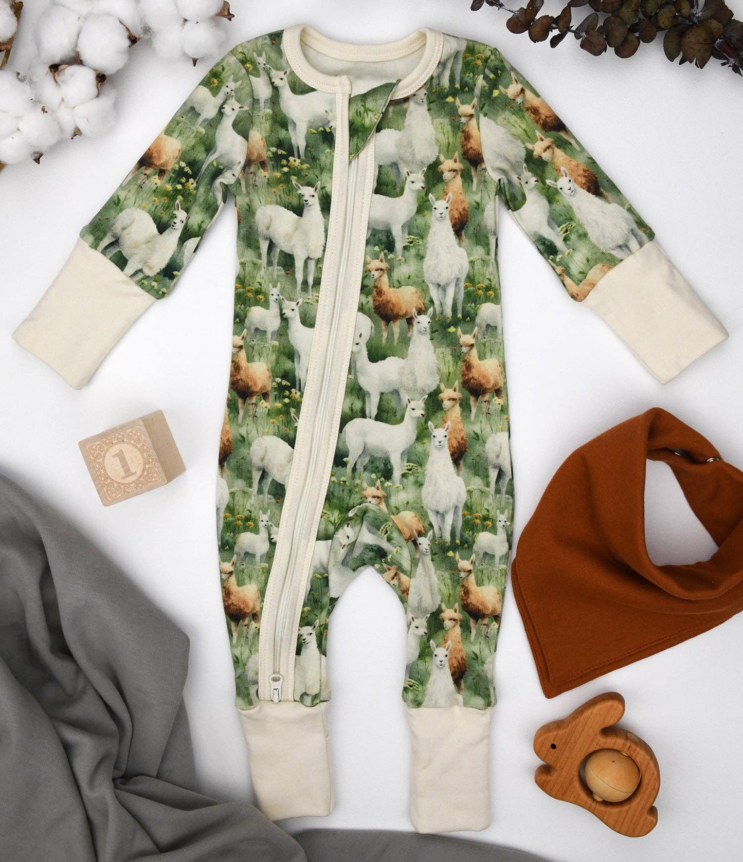 Earthy - Organic Cotton Baby Pajamas 2-Way Zipper Sleeper, Oliver