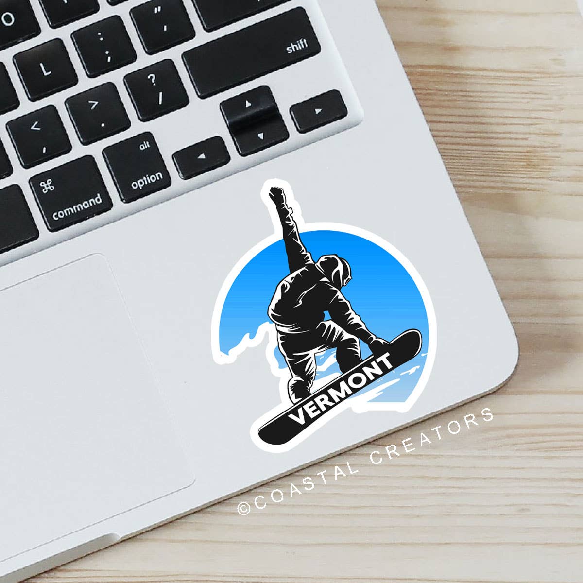 Coastal Creators of Connecticut - Vermont Snowboarder Laptop Water Bottle Sticker