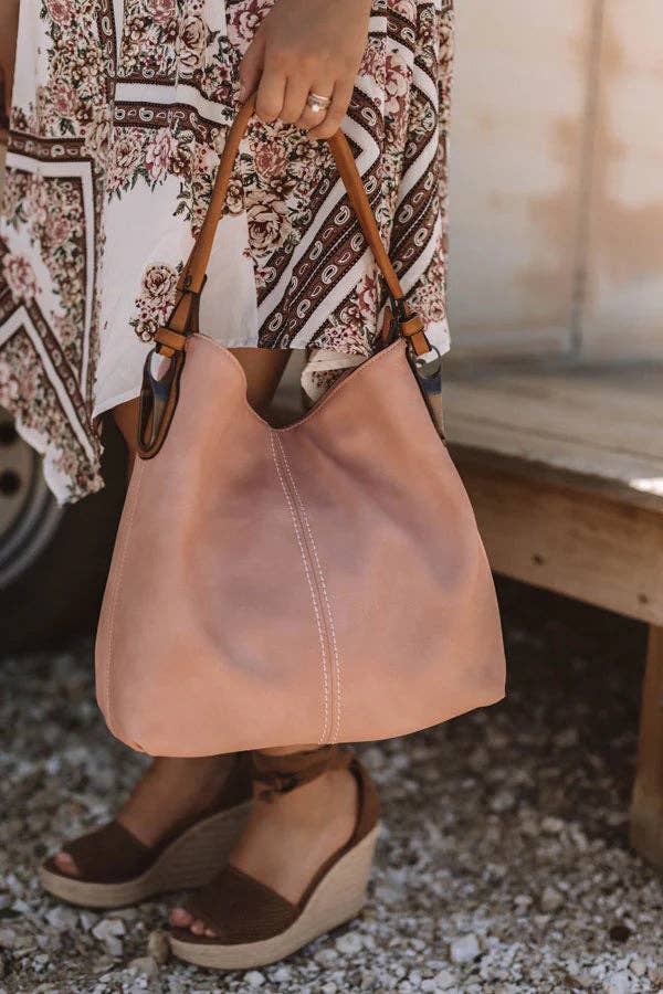 MiMi Wholesale - LHL001-2 Side Metal Accent Hobo Bag